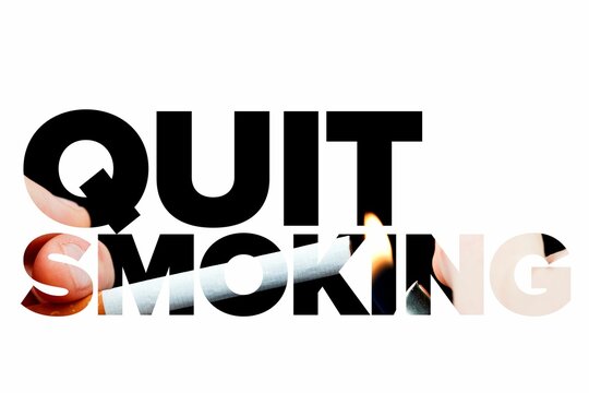 Quit smoking message on a white background