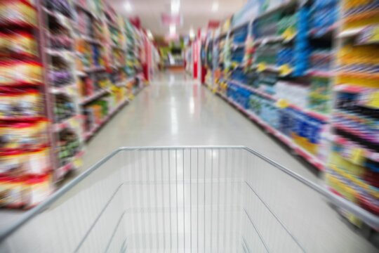 Empty cart in supermarket