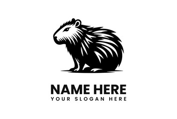 A stylized black and white logo featuring a capybara in profile.