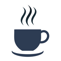 Dark blue coffee cup with steam saucer