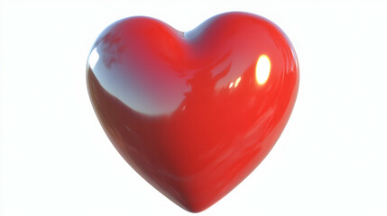 Glossy red heart, love symbol, 3D model, isolated white background.  Possible use Love, Valentine's Day, romance, gift, etc.