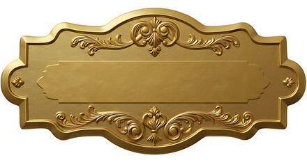 Elegant golden plaque with ornate details and a blank central area for customized messages or names, a classic design element.