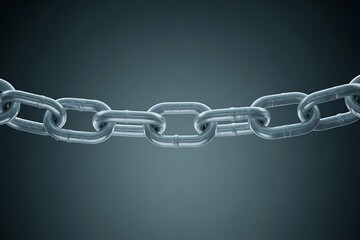 Obraz premium Strong metallic chain links connected together against a dark gradient background
