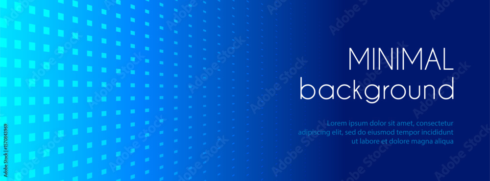 Wall mural abstract blue gradient minimal vector banner. perspective particles textured long background for fac