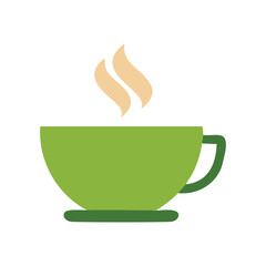 Green cup with steam beverage