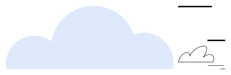 Soft blue cloud as a central feature with outlined variation, bold horizontal lines accenting scene. Ideal for weather applications, eco concepts, data storage, simplicity, light mood, nature, simple