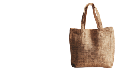 • A luxury sustainable shopping bag made from organic materials, isolated on white background in HD 