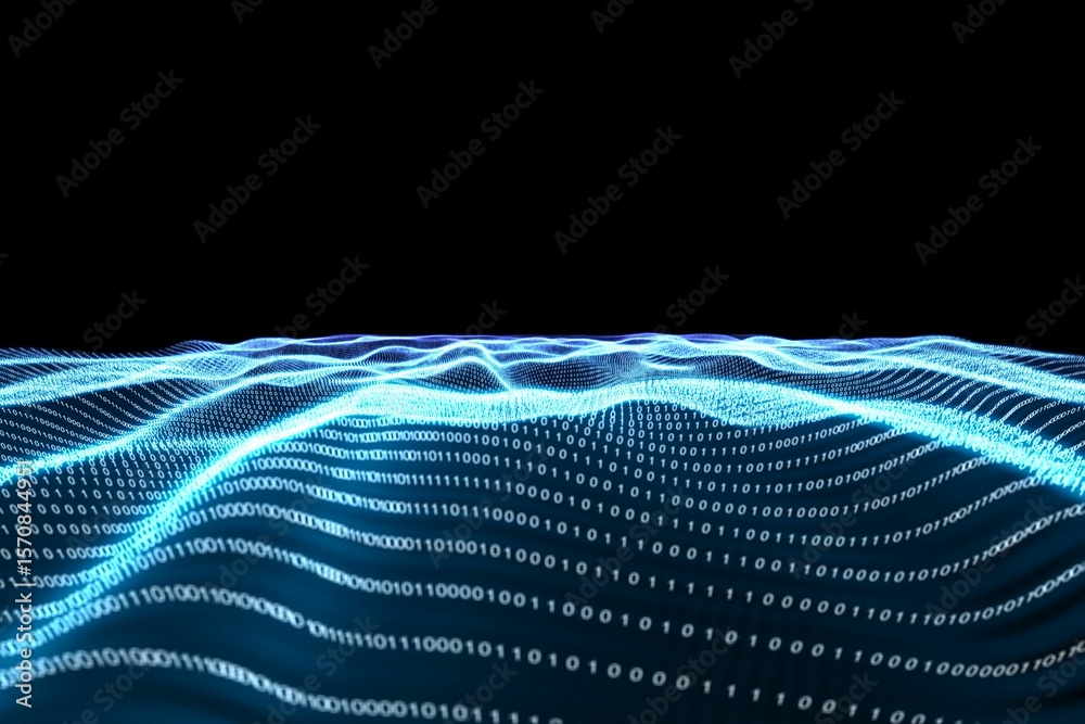 Poster digitally generated binary code landscape