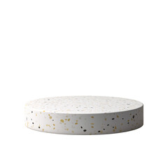 Round terrazzo platform with gold and black speckles