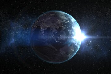 Obraz premium Space view of earth and sun