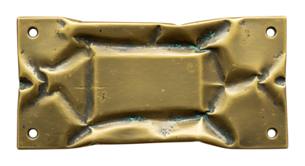 Distressed metal plate shows unique textures, ideal for backgrounds, design elements, or industrial-themed presentations.