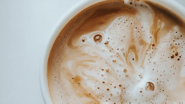 Close-up of coffee foam swirls