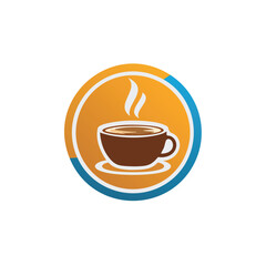 Steaming Coffee Cup Emblem saucer beverage