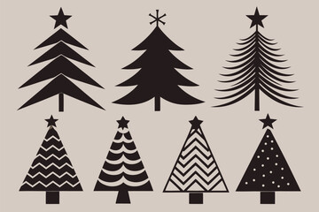 Obraz premium Festive Christmas Tree Vector Art , Minimalist Christmas Tree Silhouettes