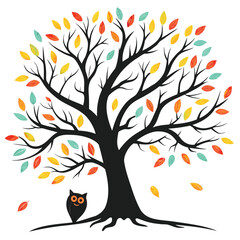 Fototapeta premium autumn tree with birds