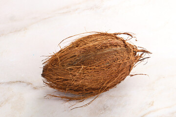 Natural exotic brown hairy coconut