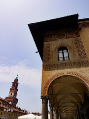 Historic buildings in Piazza Ducale of Vigevano, Pavia, Italy