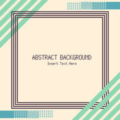 Pastel Cream and Green Flat Abstract Frame Background, Pixel Art Style
