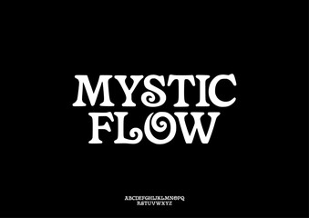 Mystic Flow is a retro display font with hypnotic swirl accents. Perfect for vintage inspired designs, music posters, and mystical branding