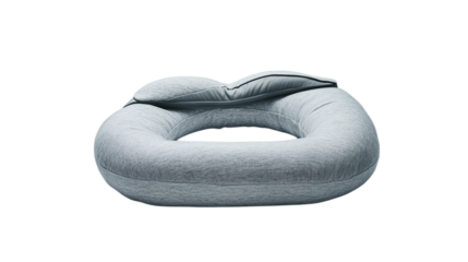 • A minimalist travel pillow with built-in memory foam support, isolated on white background in HD 