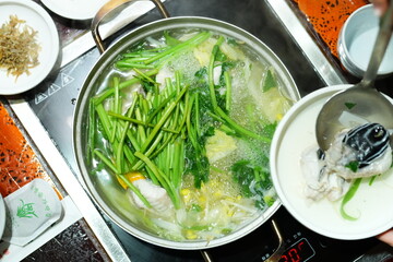 Traditional Korean Puffer Fish Soup (Bokjiri) at Surim Bokguk Restaurant in Seoul