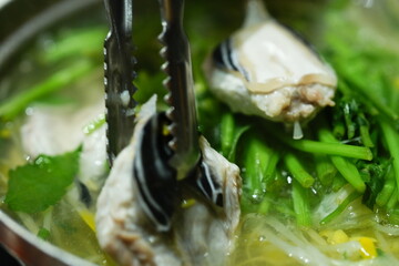 Traditional Korean Puffer Fish Soup (Bokjiri) at Surim Bokguk Restaurant in Seoul