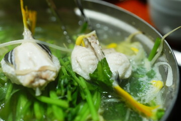 Traditional Korean Puffer Fish Soup (Bokjiri) at Surim Bokguk Restaurant in Seoul