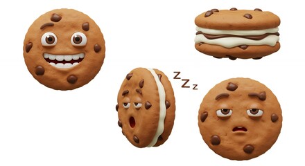 Fototapeta premium Cute clay cookies with expressions