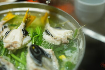 Traditional Korean Puffer Fish Soup (Bokjiri) at Surim Bokguk Restaurant in Seoul