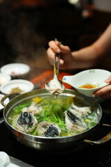 Traditional Korean Puffer Fish Soup (Bokjiri) at Surim Bokguk Restaurant in Seoul