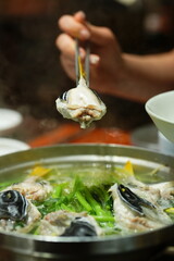 Traditional Korean Puffer Fish Soup (Bokjiri) at Surim Bokguk Restaurant in Seoul