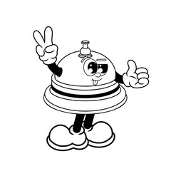 Retro character design of cute call bell outline