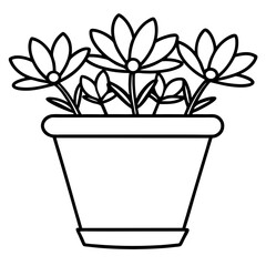 Flower Pot line art vector