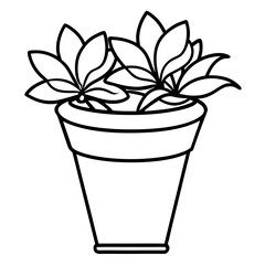 Flower Pot line art vector