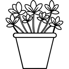 Flower Pot line art vector