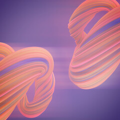 Colorful three-dimensional ribbons with delicate shimmers of pink and blue. 3d rendering digital illustration