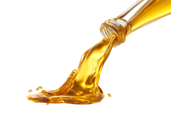 oil spilled from the bottle isolated on a transparent background