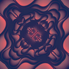 Illustration of layered abstract shapes that evoke the soft curves of fabric. 3d rendering
