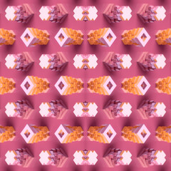 Geometric shapes alternating between crosses and squares with an empty center. 3d rendering