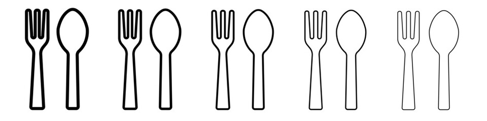 Fork with spoon icon outline simple illustration isolated