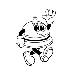 Retro character design of friendly call bell outline