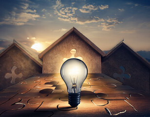 light bulbs, ideas of new ideas with innovative technology and creativity.
