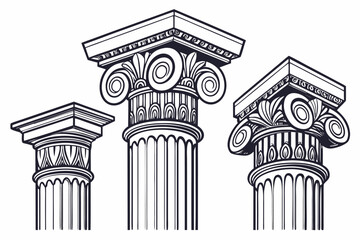Classical Greek Style Pillars Ionic Order Columns - Architectural Design Elements