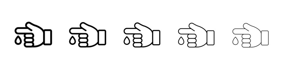 Hand with blood drop icon outline simple illustration isolated