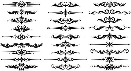 Collection of Ornamental Text Dividers and Flourish Lines Vector Set 9