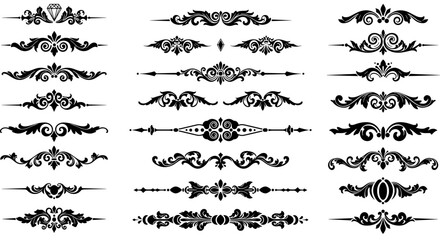 Collection of Ornamental Text Dividers and Flourish Lines Vector Set 11