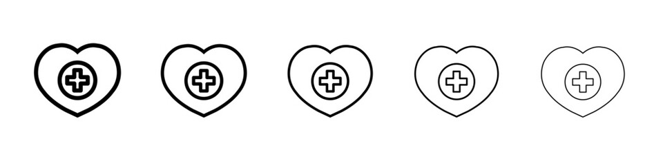 Heart plus icon outline simple illustration isolated