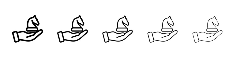 Horse icon set outline simple illustration isolated