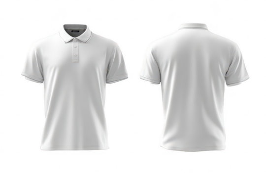 Blank white polo shirt, front and back views (29)