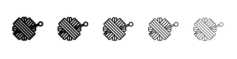 Knit yarn with needle icon outline simple illustration isolated